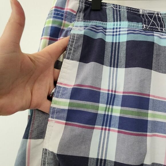 Abercrombie & Fitch blue plaid swim trunks board shorts mens size L - Picture 4 of 8
